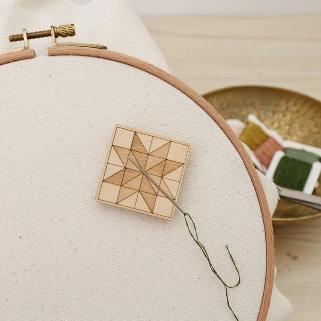 Wooden Needle Minder - Quilt Block #1