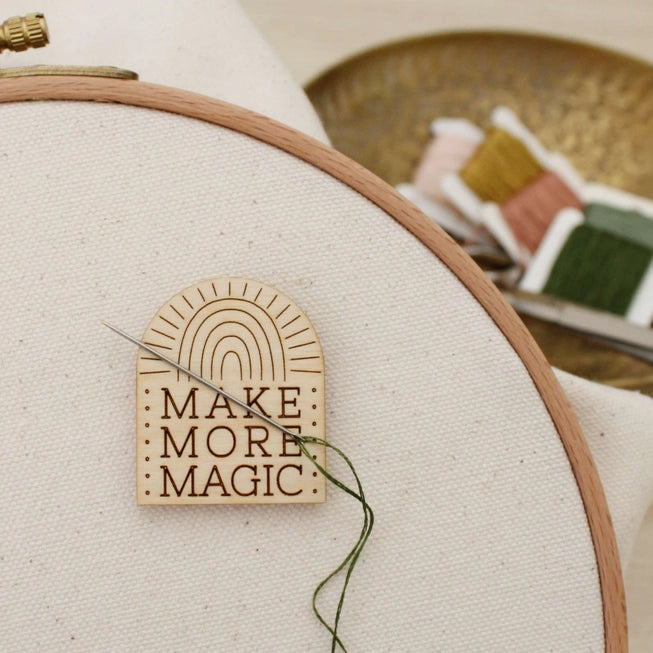 Wooden Needle Minder - 'Make More Magic'