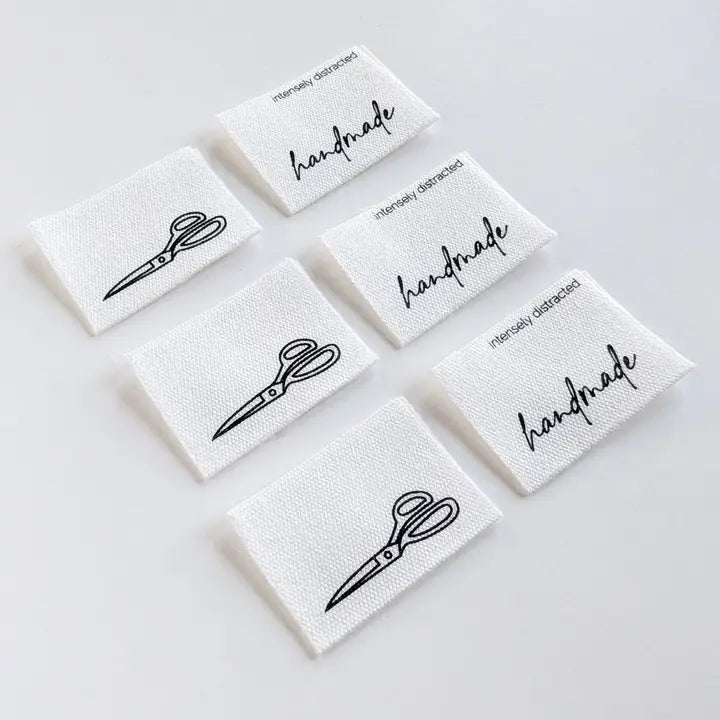 Woven Garment Labels 6-Pack - Handmade + Scissors