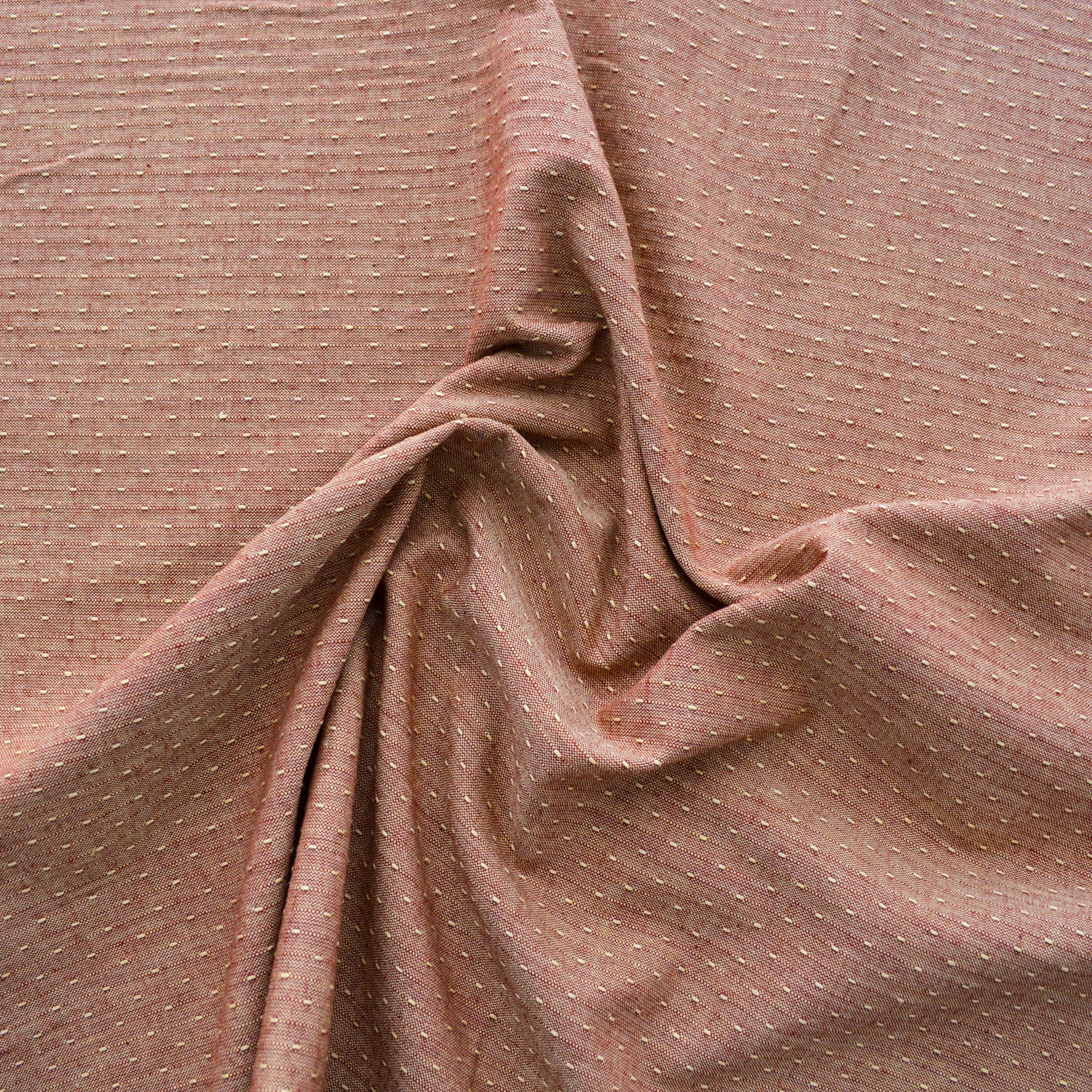 Rust Color Cotton Yarn Dyed Dobby Fabric