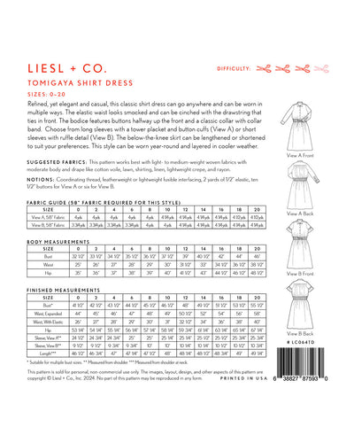 Tomigaya Shirt Dress Pattern