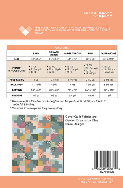Plus Pop Quilt Pattern