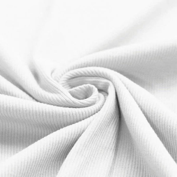Rib Knit - White - Thread Count Fabrics