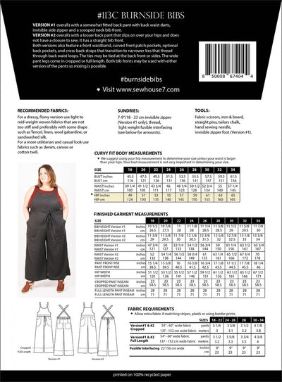 Burnside Bib Pattern - Sizes 18-34