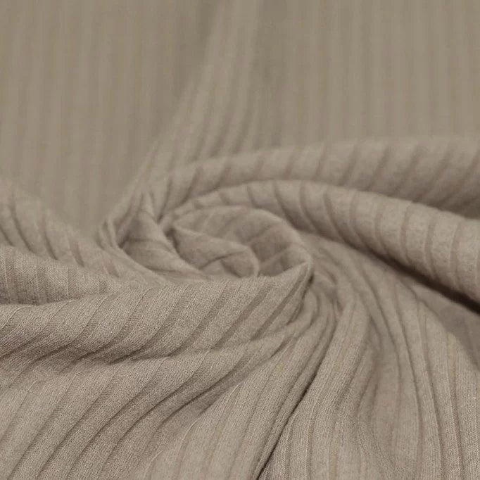 Light Tan Cotton/Modal Stretch Lightweight Rib Knit
