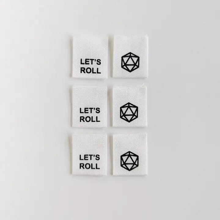 Woven Garment Labels 6-Pack - Let's Roll. D20.