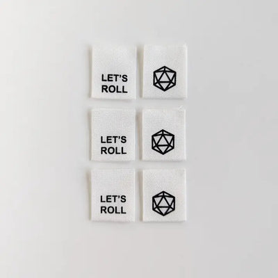 Woven Garment Labels 6-Pack - Let's Roll. D20.