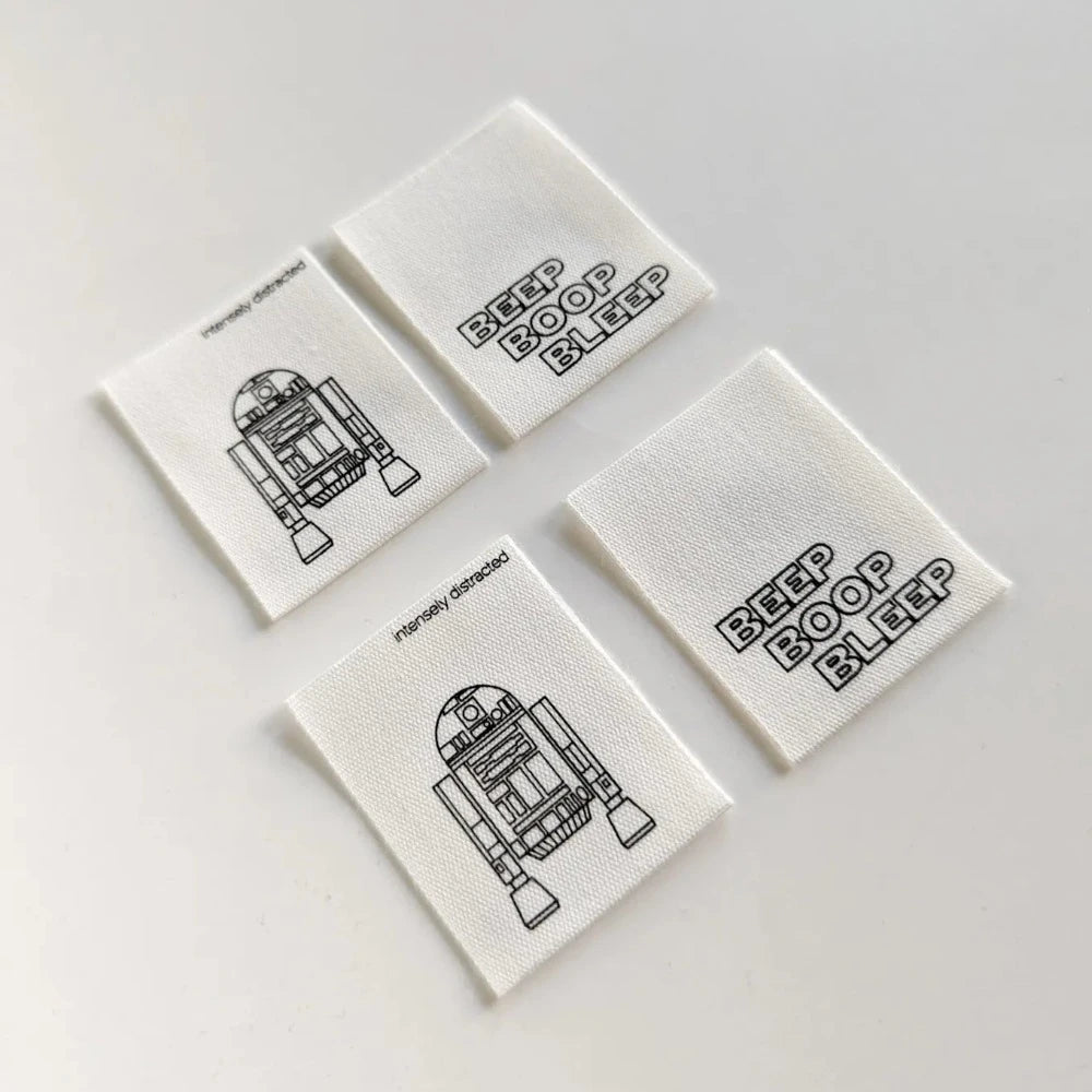 Woven Garment Labels 4-Pack - Beep Boop Bleep