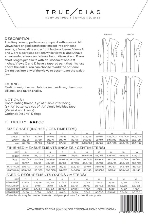 Rory Jumpsuit Pattern - Thread Count Fabrics
